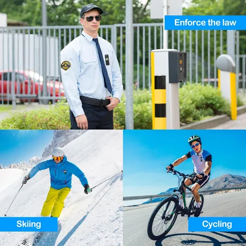 Miniatura 6 de Mini cámara corporal 4K con grabación de video, cámara corporal WiFi portátil con lente giratoria de 180° y visión nocturna para trabajo, viajes
