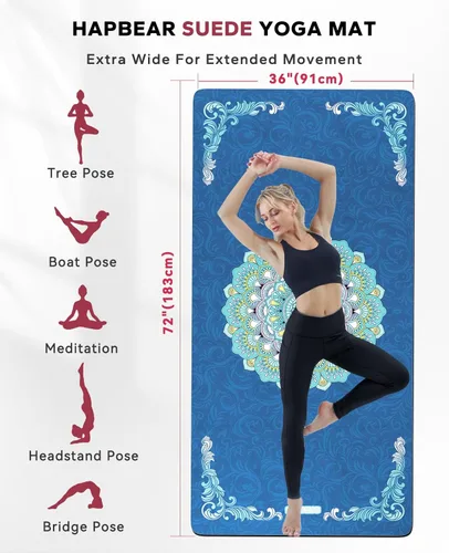 Miniatura 2 de HAPBEAR Large Yoga Mat - 72"x36" Extra Wide Exercise Mat - 1/4" Thick Dual Color PVC Anti-Slip Surface & High Cushioning - Ideal for Yoga, Pilates