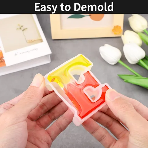 Miniatura 4 de Gartful Moldes de letras de resina, molde de resina epoxi del alfabeto mayúscula E, moldes de silicona 3D gruesos para hacer letras, arte