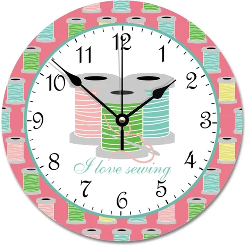 Miniatura 8 de Reloj de pared para tejer uno a la vez, divertido reloj de madera moderno 10 silencioso, sin tictac, de cuarzo, funciona con pilas, para sala