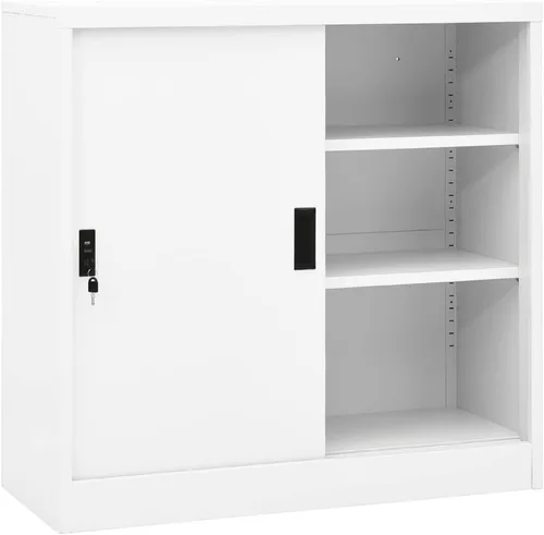 Miniatura 37 de Archivador de metal de 2 cajones, archivador de acero para oficina con cerradura para el hogar y la oficina, 35.4 x 18.1 x 28.5 pulgadas (blanco)