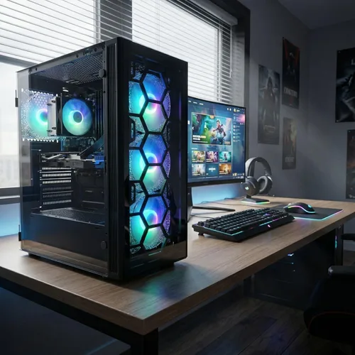 Miniatura 5 de STGAubron Computadora de escritorio para juegos, AMD Ryzen 5 2600 hasta 3.9G, Radeon RX 580 16G, 16G DDR4, 512G SSD, WiFi 6, BT 5.0, ventilador RGB
