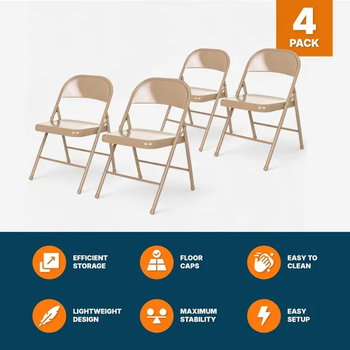 Miniatura 7 de OEF Furnishings OEF900 Series - Sillas plegables de acero ligeras prémium (paquete de 4, beige)
