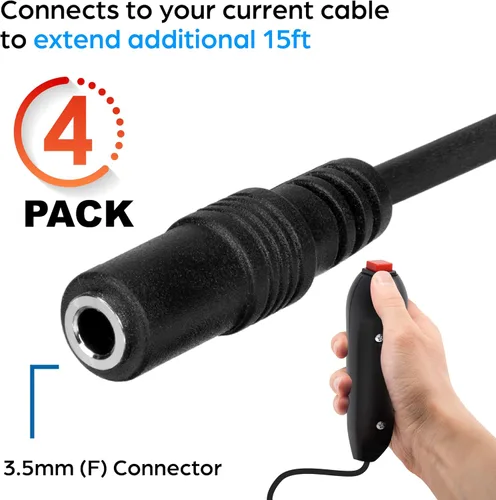 Miniatura 6 de Digital Energy 15 Ft Extension Cables for Handheld Game Buzzer System 4-Pack