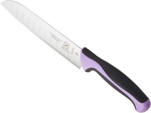 Miniatura 4 de Mercer Culinary Millennia - Cuchillo Santoku (borde Granton) con mango de color, 7 pulgadas, color morado