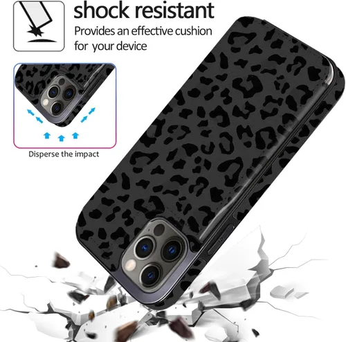 Miniatura 6 de Funda compatible con iPhone 13 Pro Max con tarjetero y ranuras para tarjetas integradas de piel sintética, función atril y a prueba de golpes