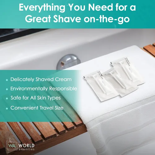 Miniatura 4 de World Amenities Kit de afeitado (Clear Frosted Sachet) - Servicios del hotel 288 unidades - Incluye maquinilla de afeitar de hoja doble y crema