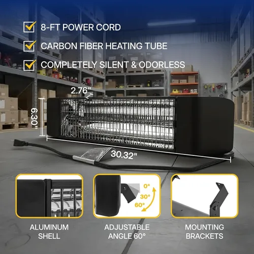 Miniatura 4 de Calentador eléctrico para exteriores de 1500 W, calentador de patio para uso en exteriores, calefacción silenciosa y específica, control inteligente