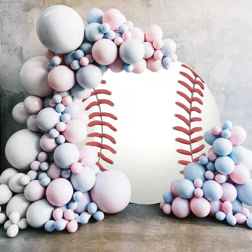 Miniatura 3 de Renaiss Cubierta de fondo redonda de béisbol de 3 x 3 pies, fondo de fotografía de círculo rígido, lanzador de bateo, atletas, baby shower