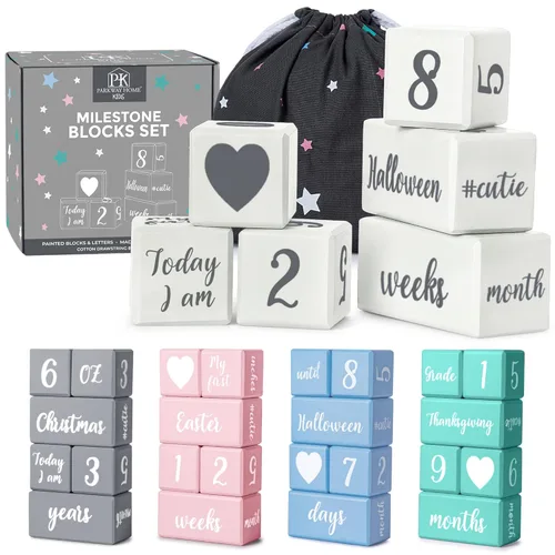 Miniatura 7 de Bloques de hitos mensuales grises con bolsa. Bloques de edad de bebé para niña o niño Accesorios de fotos de bebé. Bloques de hitos del mes del bebé