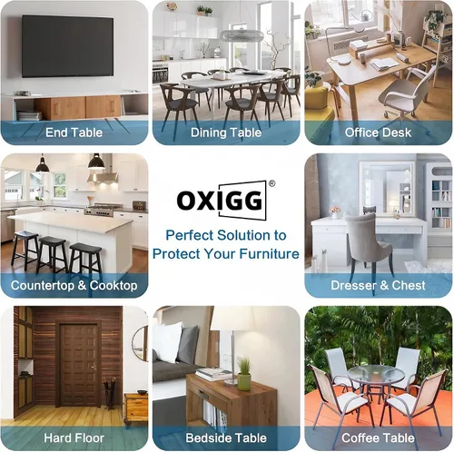 Miniatura 5 de OXIGG Protector transparente para mesa, 24 x 48 pulgadas, 0.059 in de grosor, protector de mesa rectangular para comedor, mesita de noche, encimera