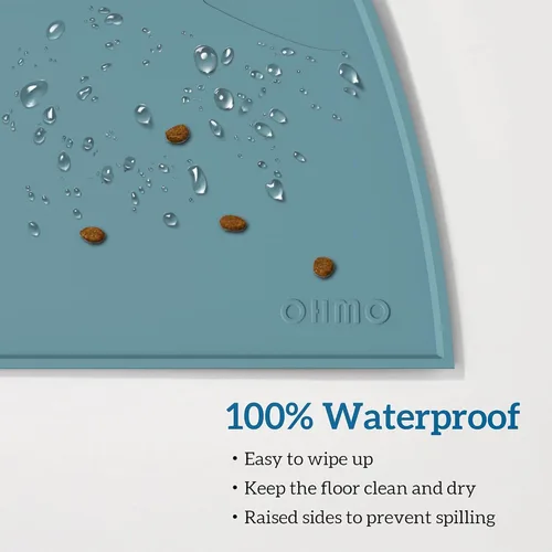 Miniatura 4 de OHMO - Tapete de silicona para comida para gatos, tapete de alimentación de mascotas para el piso, antideslizante, impermeable, bandeja para agua