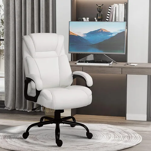 Miniatura 2 de Big and Tall 400lbs Executive Office Chair with Wide Seat, Computer Desk Chair with High Back PU Leather Ergonomic Upholstery, Adjustable Height and