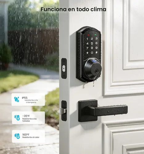 Miniatura 11 de Veise VE07-L - Cerraduras inteligentes con control de aplicación de huellas dactilares con asas de aleación de zinc de alta resistencia, entrada sin