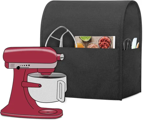 Miniatura 8 de Funda protectora Luxja compatible con batidora de 4.5 cuartos y 5 cuartos de galón, funda de tela con bolsillos para batidora y accesorios Gris