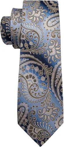 Miniatura 5 de Barry.Wang Conjunto de moda de corbata de cachemira, gemelos y corbatas para hombre, tejido de seda