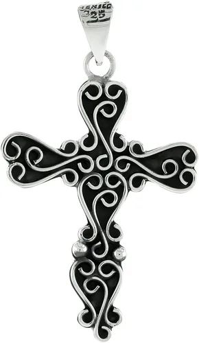Collar grande de plata de ley de 2 14 pulgadas con cruz pectoral con desplazamiento en S para mujeres y hombres, hecho a mano con o sin cadena