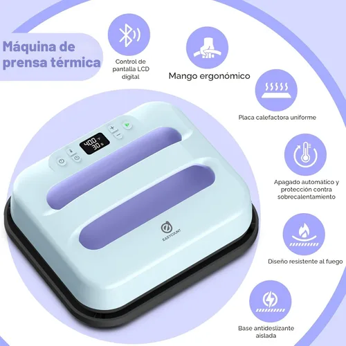Miniatura 2 de Prensa de calor de 12 x 10 pulgadas, máquina inteligente de prensa de calor con Bluetooth integrado para camisetas, almohadas, bolsas de mano y más