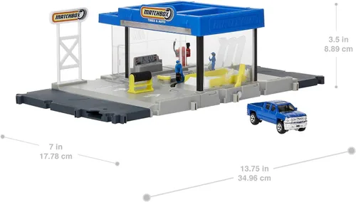 Miniatura 5 de Matchbox Action Drivers Auto Shop Playset con 1 Chevy Silverado, piezas móviles y figuras, juguete para niños de 3 años en adelante
