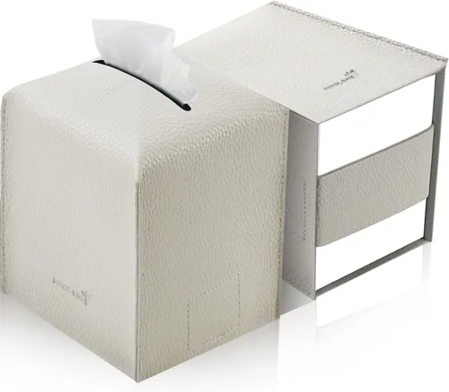 Miniatura 15 de Funda para caja de pañuelos 5 x 5 x 5 pulgadas de piel sintética, organizador cuadrado de caja de pañuelos en cubo para baño, encimera de tocador
