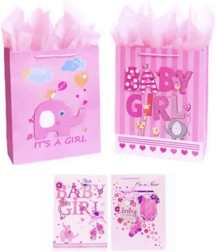 Miniatura 6 de Bolsas de regalo medianas de 12.5 pulgadas con papel de seda para baby showers, paquete de 2 (azul)