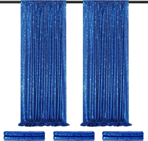 Miniatura 23 de Telón de fondo de lentejuelas moradas 2 paneles 2FTx8FT con purpurina telón de fondo cortinas para fiesta de Halloween fondo de fotos para bodas