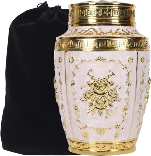 Urna para cenizas humanas mujer adulta - Urna de cremación con flor de rosa para mamá - Urna funeraria para mujeres hecha de aleación de zinc -