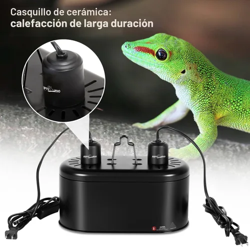 Miniatura 7 de REPTI ZOO Lámpara de doble reptil para reptil Dome UVB, reflector de reptil, tapa de lámpara de cúpula de doble reptil, diseño de integración
