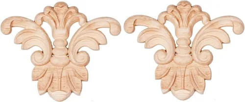 Miniatura 19 de Apliques de madera - Onlays tallados a mano (sin pintar) para puerta, pared, gabinete, chimenea y armario