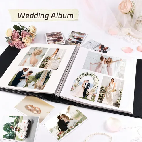 Miniatura 6 de RECUTMS - Álbumes de fotos de 60 páginas con tapa de cuero para manualidades, álbum de fotos autoadhesivo de 4x6, 5x7, 8x10, álbum de fotos Rosa