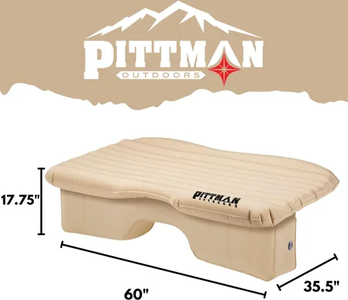 Miniatura 2 de Pittman Outdoors Cama de asiento trasero – Colchón de aire de 60 pulgadas para camiones y furgonetas – Incluye bomba, almohada y bolsa de Canela