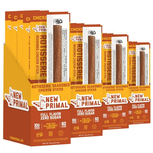Miniatura 8 de New Primal Palitos de Pollo Rotisserie, Snack Alto en Proteína Sin Azúcar, Sin Gluten Whole30 Snacks Saludables, Apto para Keto y Paleo, Palito