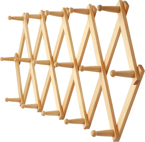 Miniatura 39 de Dseap Acordeón de pared: Perchero de pared expandible de madera de 16" de alto, soporte para sombreros, gancho de acordeón para gorras de béisbol