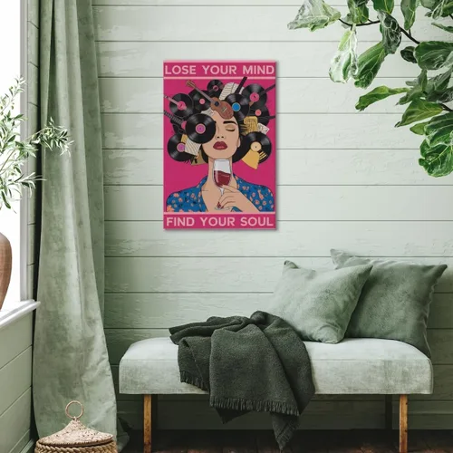 Miniatura 5 de Lienzo decorativo para pared con texto en inglés "Lose Your Mind Find Your Soul", arte de pared con citas inspiradoras para la salud mental, pintura