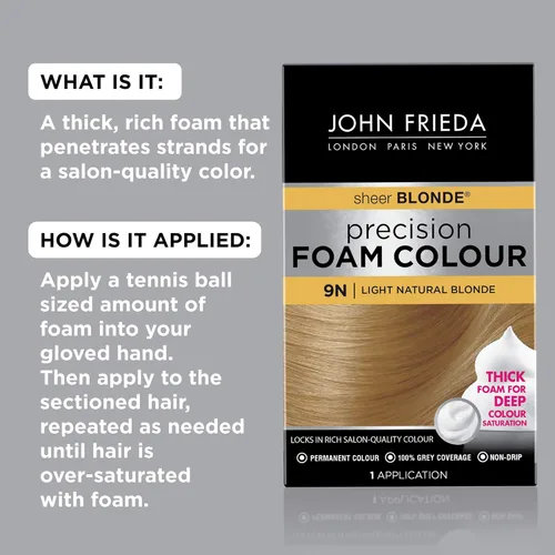 Miniatura 2 de Espuma de color John Frieda, precisión 9N rubio natural claro