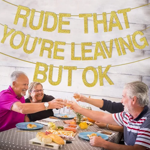 Miniatura 2 de Cartel de Rude That You're Leaving But Ok, decoración de fiesta con texto en inglés "We Will Miss You", decoración con texto en inglés "Going Away