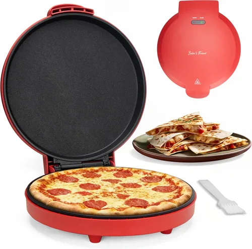 Miniatura 7 de Baker's Friend Máquina eléctrica de pizza para encimera, máquina para hacer pizza de 12 pulgadas para el hogar, máquina de quesadillas, placas