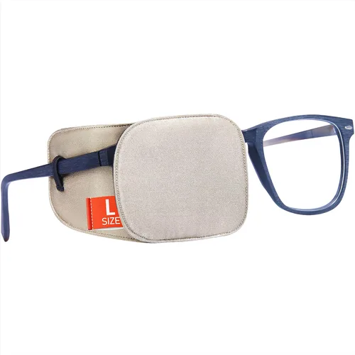 Astropic Parche Grande de Seda para Ojos para Adultos y Niños con Gafas para Cubrir Cualquier Ojo (Grande, Caqui)