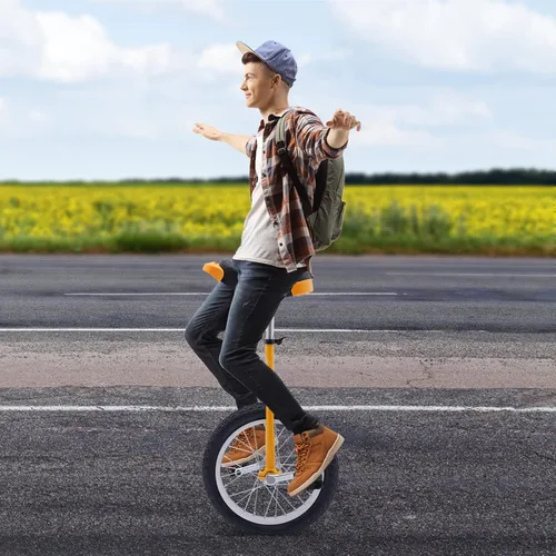 Miniatura 7 de Monociclo de rueda, bicicleta de una rueda con borde y pedales, monociclos de acero modernos para edades unisex de 10 a 60 años, entrenamiento