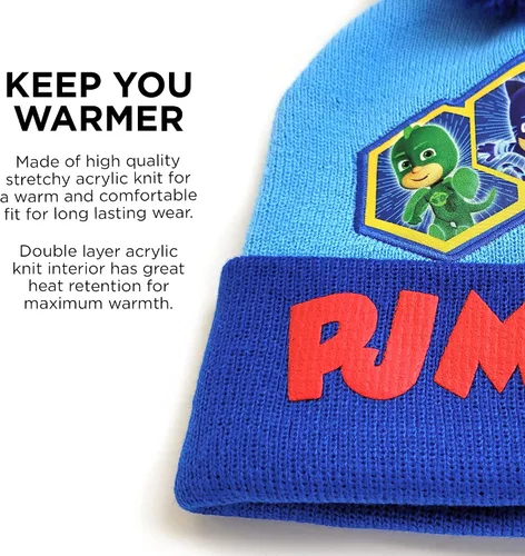 Miniatura 18 de PJ Masks Conjunto de gorro y mitones de invierno para niños, gorro para niños pequeños