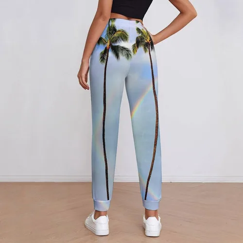 Miniatura 3 de Rainbow Palm Trees Casual Sweatpants for Women High Waisted Jogger Pants Sport Trousers with Pockets