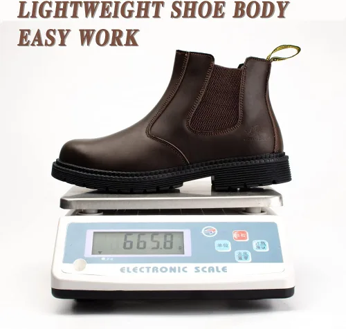 Miniatura 6 de NOLINSHIELD Steel Toe Boots for men,Slip-on Lightweight Working Boots,Safety,Leather,Comfortable,Puncture-Proof,Mechanic Work Boots