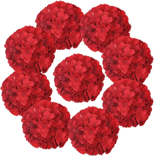 Miniatura 9 de Cabezas de hortensias de seda con tallos de flores artificiales para decoración del hogar, boda, paquete de 10 unidades (rosa melocotón)