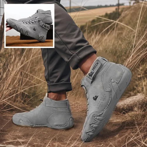 Miniatura 20 de JishinGal Botas Chukka de ante para hombre, ligeras, descalzas, para caminar, al aire libre, informales, italianas, hechas a mano, de caña alta, sin