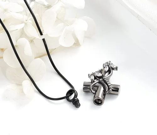 Miniatura 4 de Collares de urna para cenizas, joyería de cremación de mariposa para cenizas para cruz humana con mariposa de cristal, colgante de ceniza, recuerdo