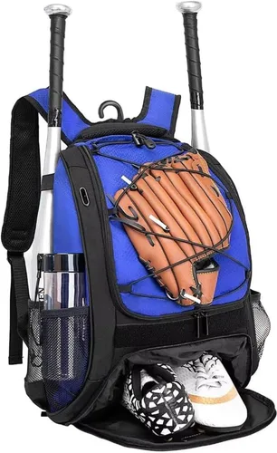DAFISKY, Mochila para Bolsón de Béisbol y Sóftbol - Mochila para Equipo de Bate de Béisbol, Sóftbol y Bola T para Jóvenes y Adultos con Soportes Azul