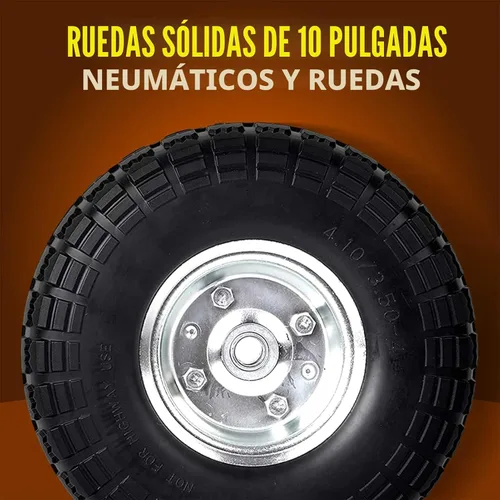 Miniatura 4 de AR-PRO Paquete de 2 ruedas de goma sólida de 10 pulgadas, repuesto de 4.10/3.50-4 pulgadas, neumático sin plano con rodamientos de 5/8 pulgadas