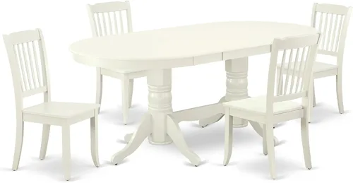 East West Furniture Vancouver - Juego de cocina de 5 piezas para 4 personas, incluye una mesa ovalada con hoja de mariposa y 4 sillas de comedor, 40
