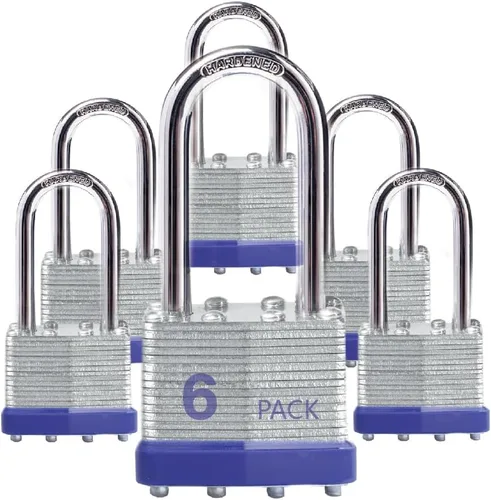 Candados para Exteriores Lock, Cerradura de Llave, Candados con la Misma Llave - Candados con Llave de Acero Laminado con Grillete Largo, Paquete de