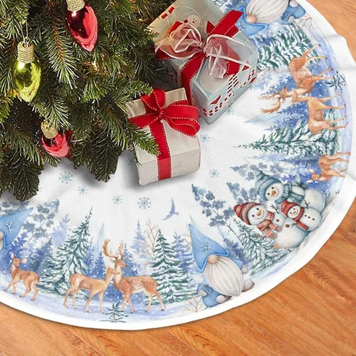 Miniatura 15 de Falda de Árbol de Navidad con Diseño de Dulces en Remolino de 36 Pulgadas, Alfombra de Árbol de Navidad, Decoración de Fiesta Navideña de Invierno 7